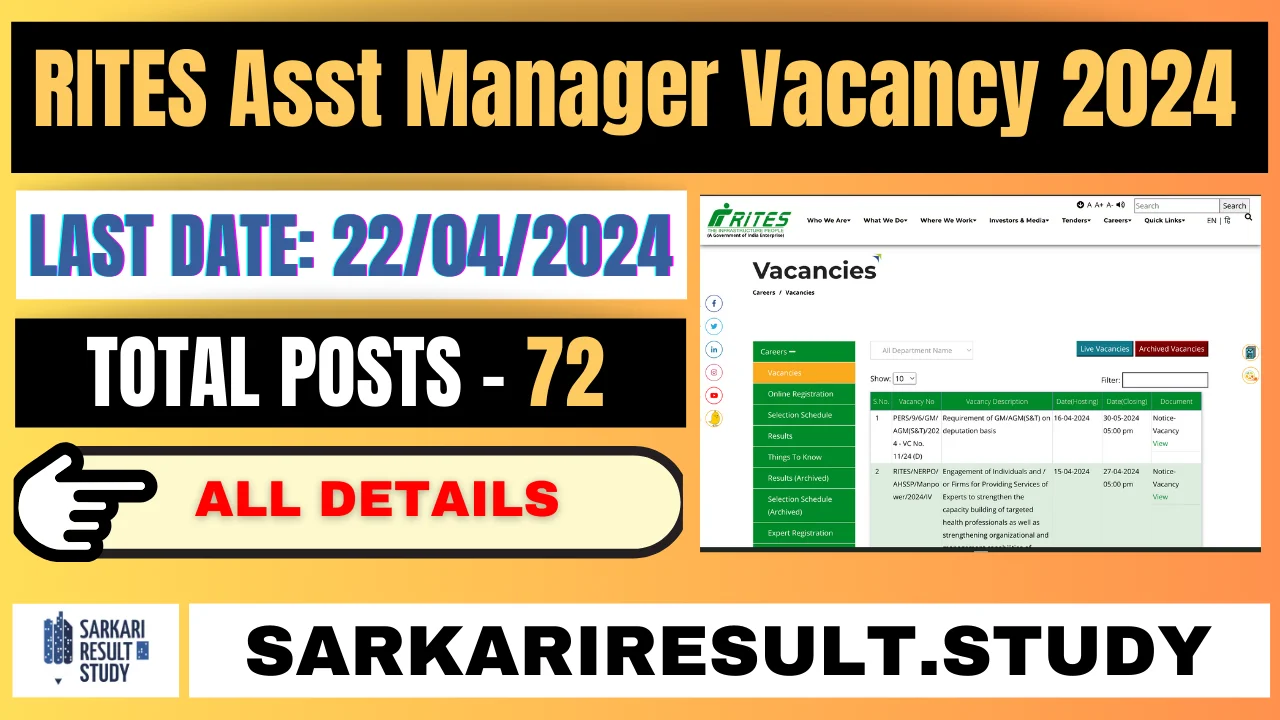 RITES Asst Manager Vacancy 2024