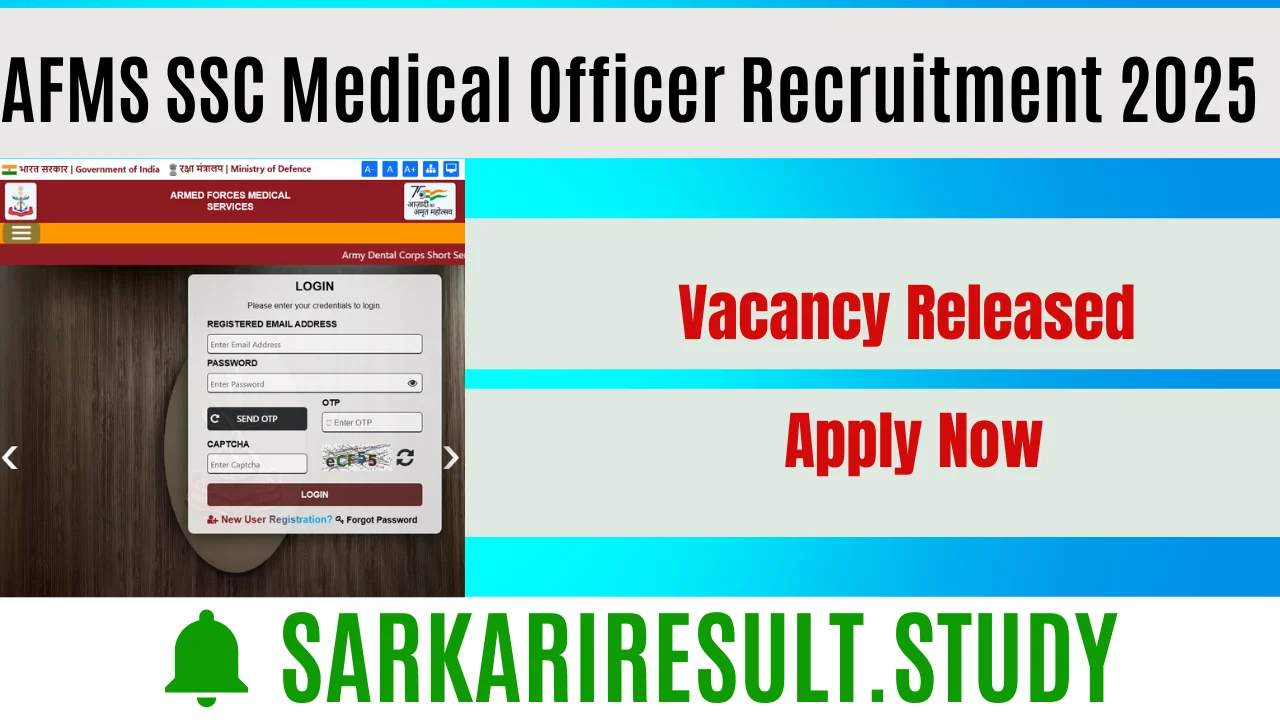 AFMS SSC Medical Officer Recruitment 2025
