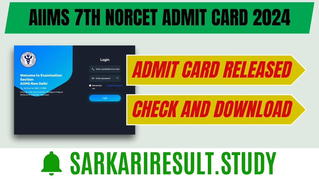 AIIMS 7th NORCET Admit Card 2024