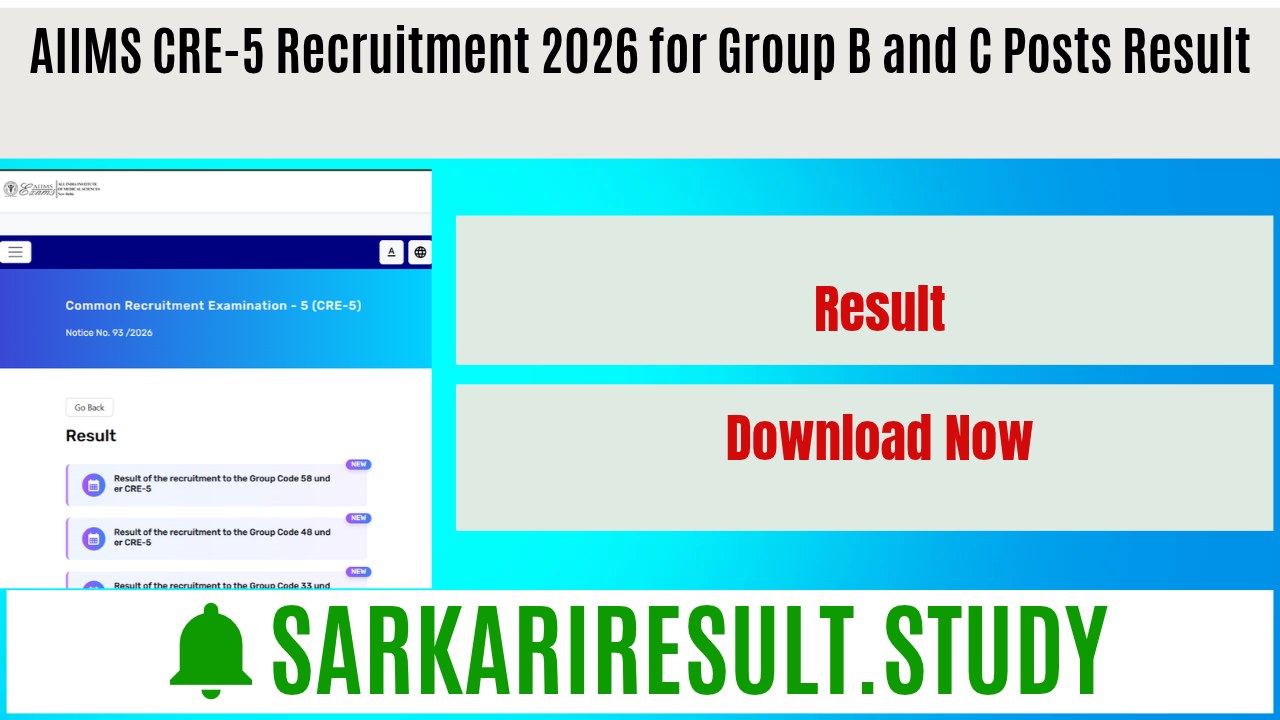 AIIMS CRE-5 Recruitment 2026 for Group B and C Posts Result