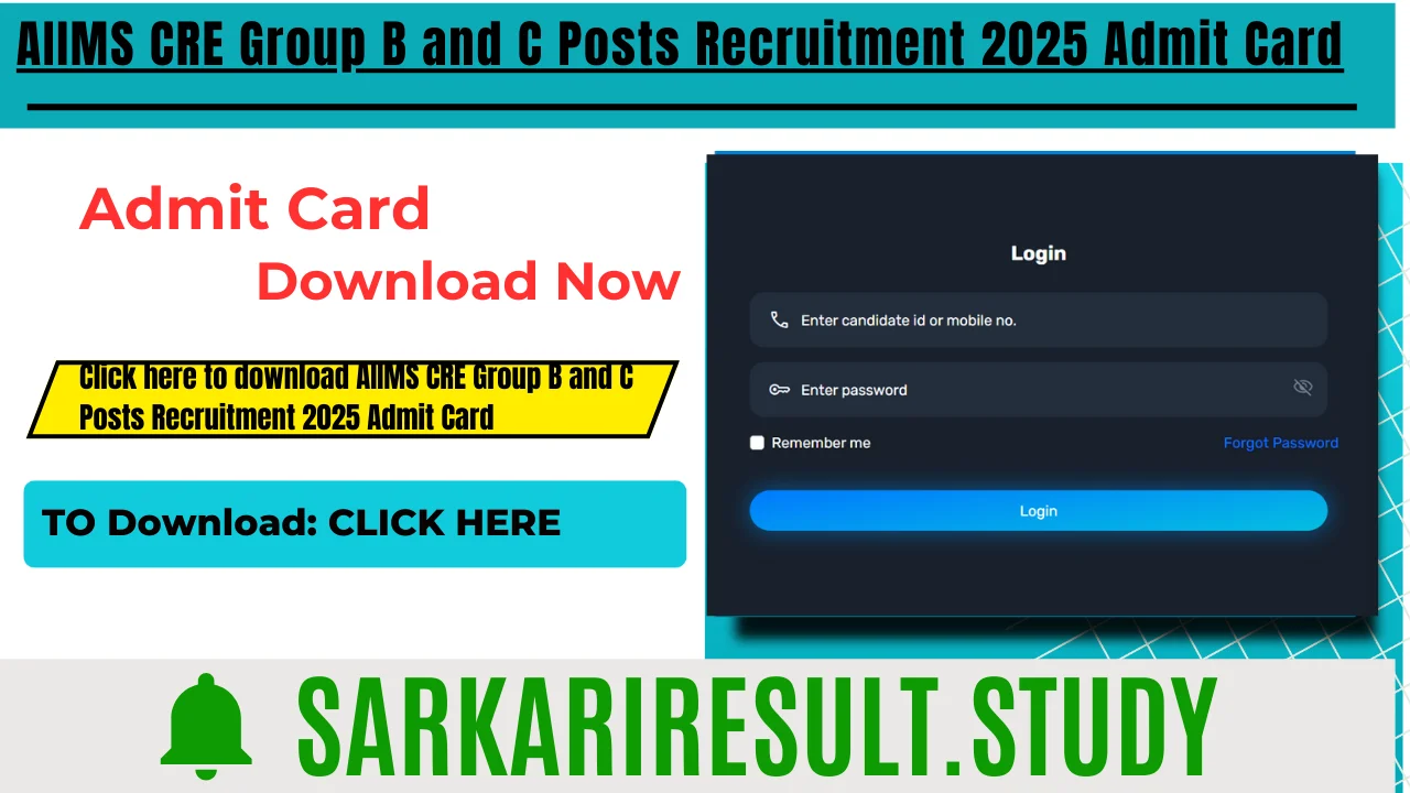 AIIMS CRE Group B and C Posts Recruitment 2025 Admit Card
