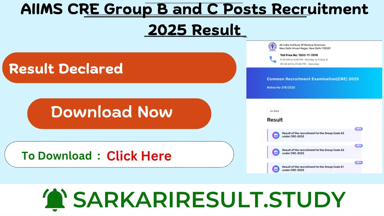 AIIMS CRE Group B and C Posts Recruitment 2025 Result
