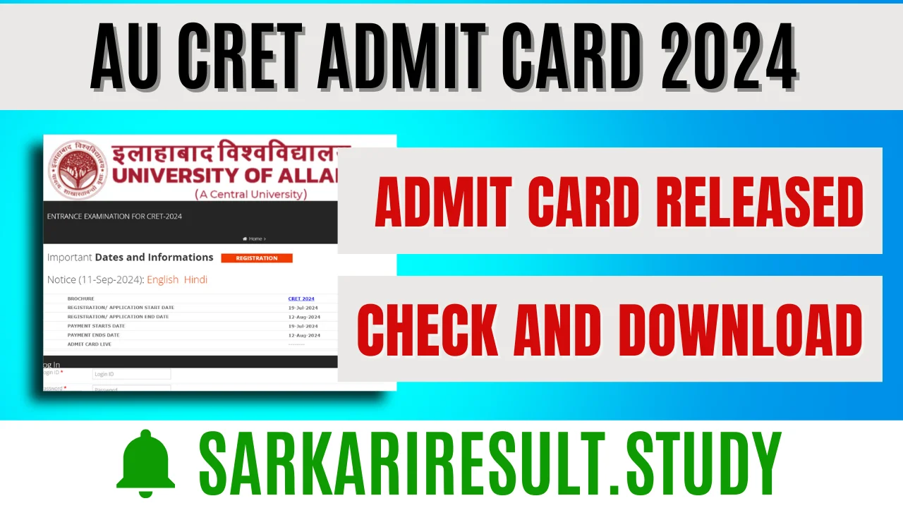 AU CRET Admit Card 2024