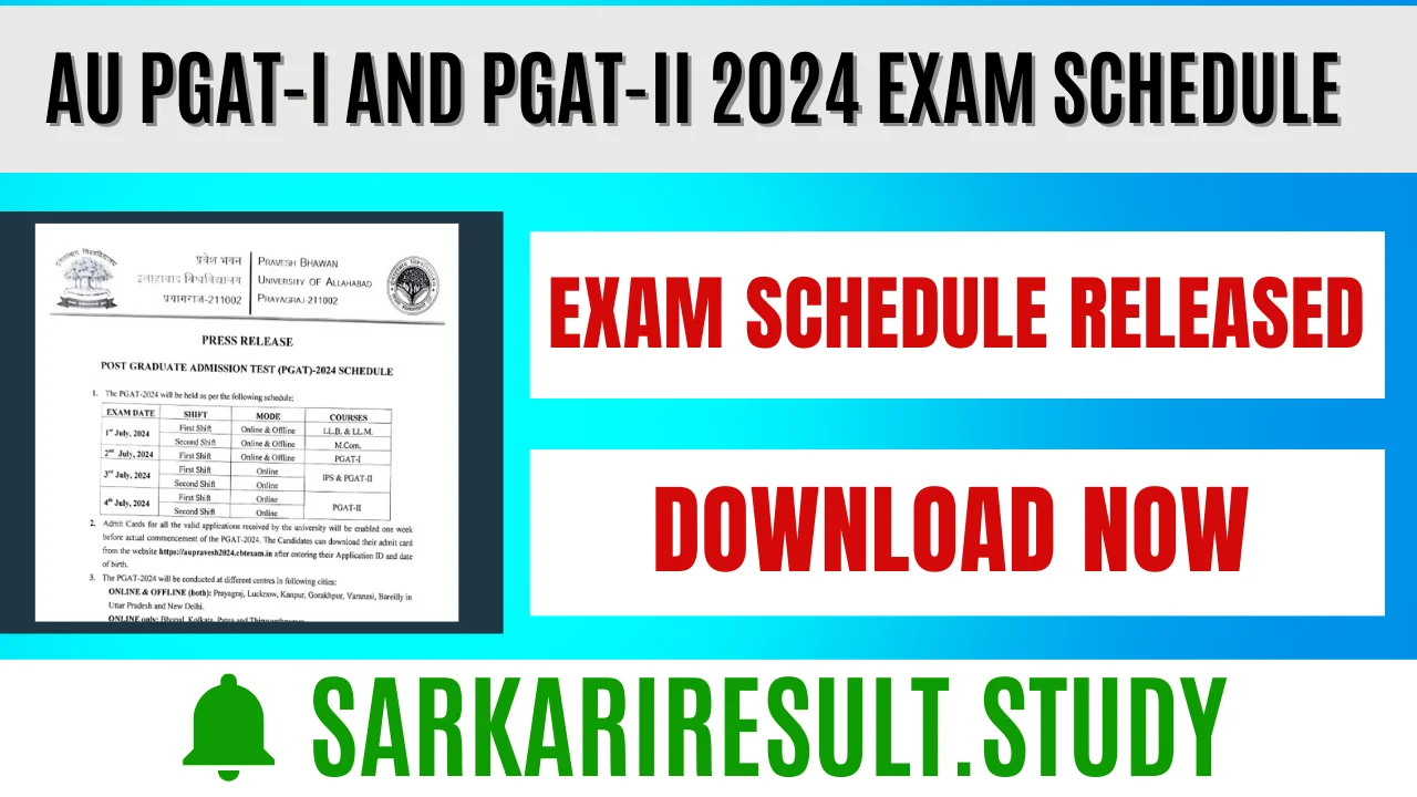AU PGAT-I and PGAT-II 2024 Exam Schedule