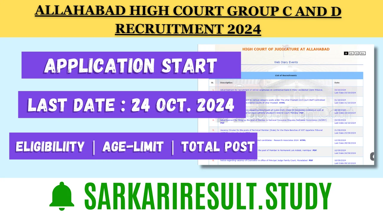 Allahabad High Court Group C and D Recruitment 2024