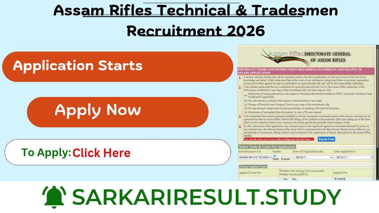 Assam Rifles Technical & Tradesmen Recruitment 2026