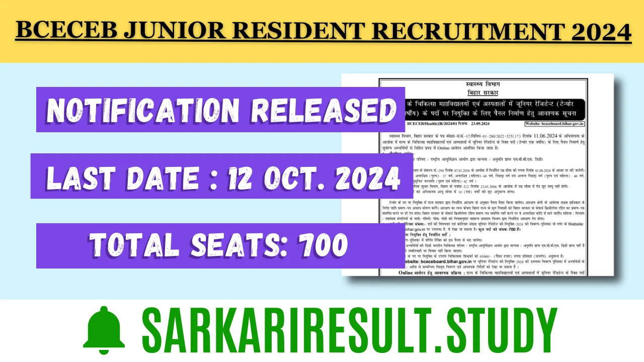 BCECEB Junior Resident Recruitment 2024