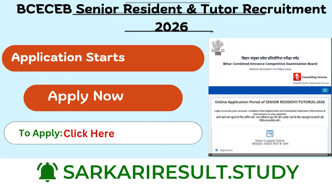 BCECEB Senior Resident & Tutor Recruitment 2026