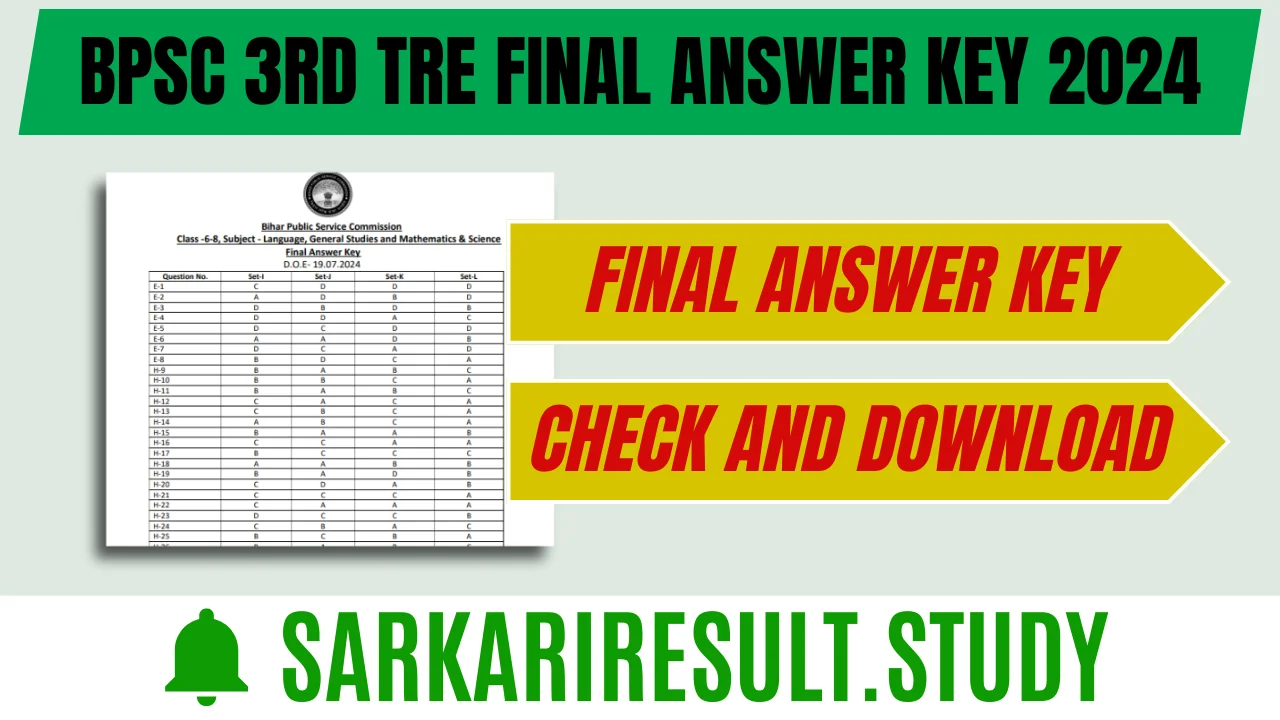 BPSC 3rd TRE Final Answer Key 2024