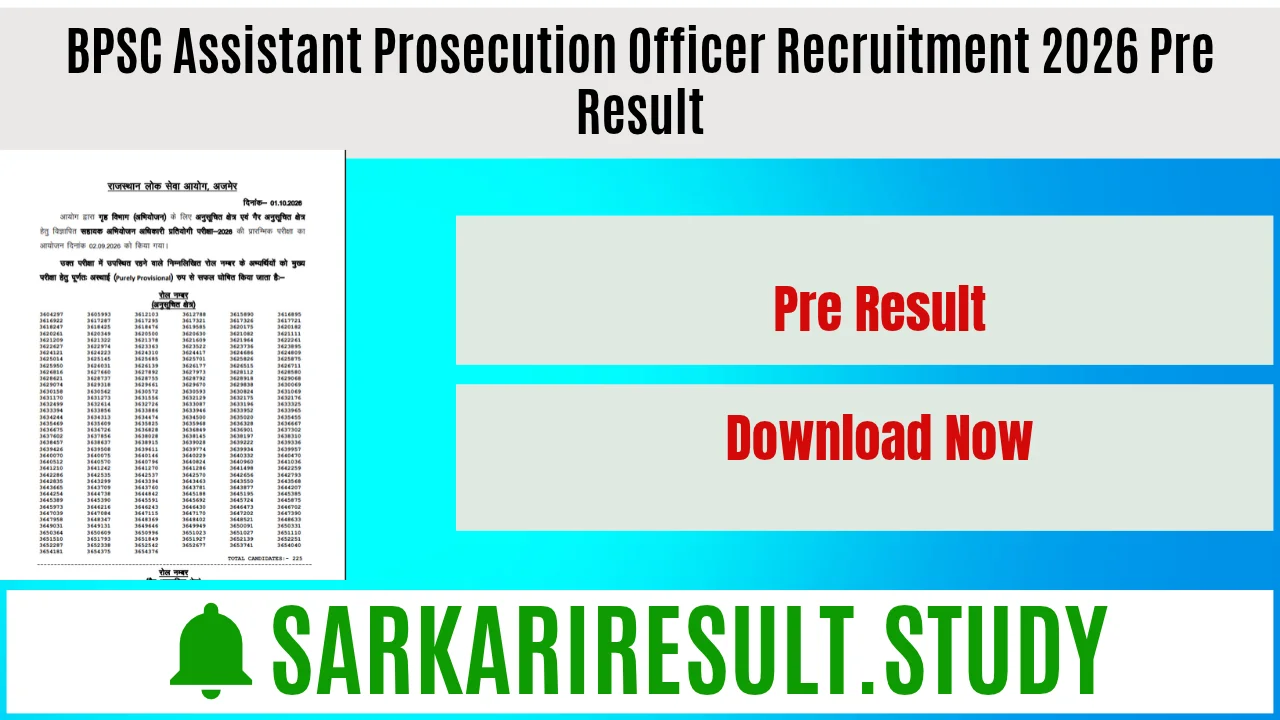 BPSC APO Recruitment 2026 Pre Result