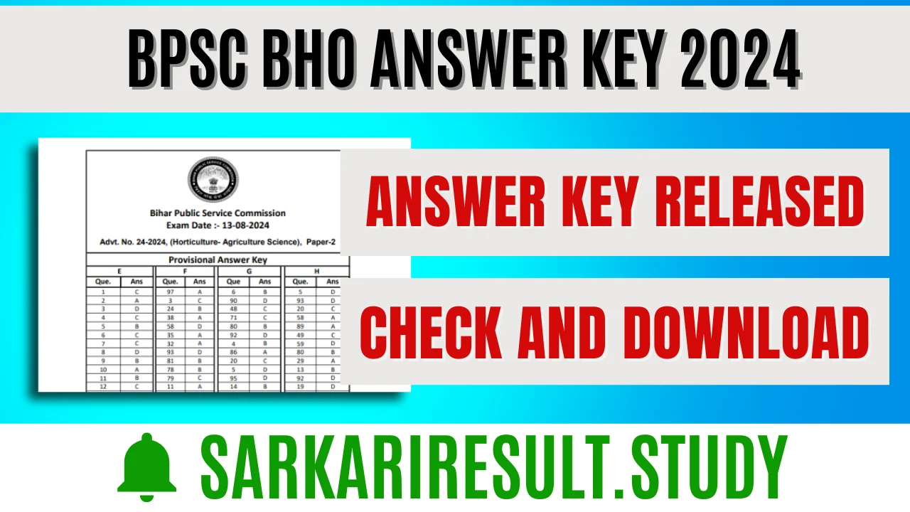 BPSC BHO Answer Key 2024