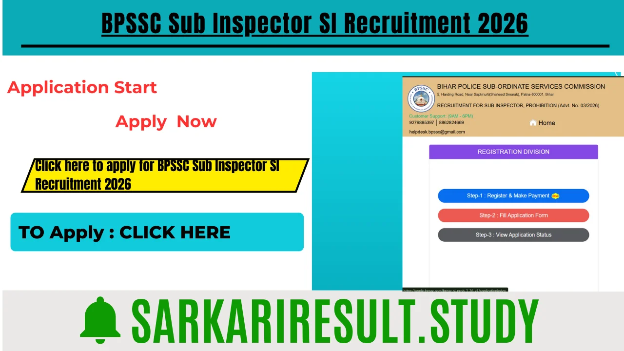 BPSSC Sub Inspector SI Recruitment 2026