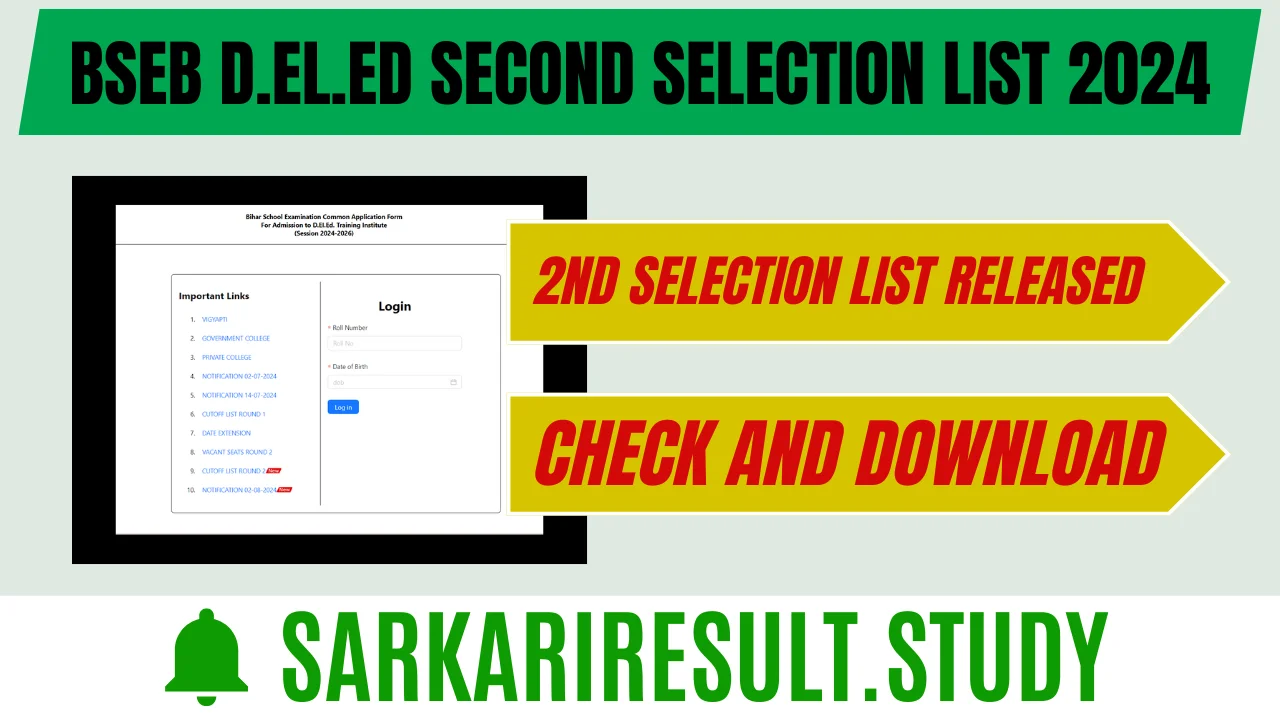 BSEB D.El.Ed Selection List 2024