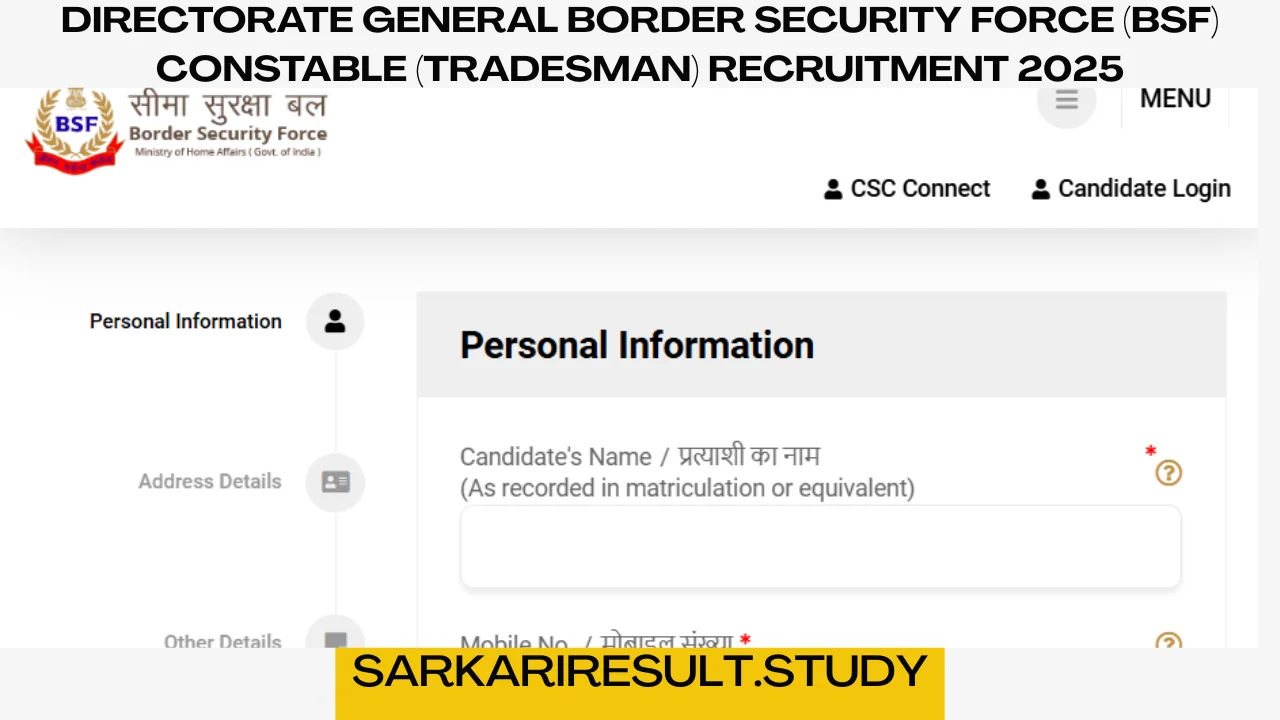 BSF Constable (Tradesman) Recruitment 2025