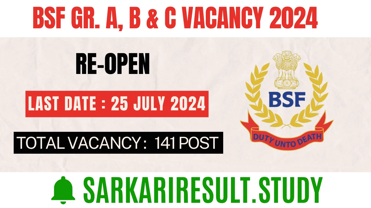 BSF Gr. A, B & C Vacancy 2024 Re-0pen