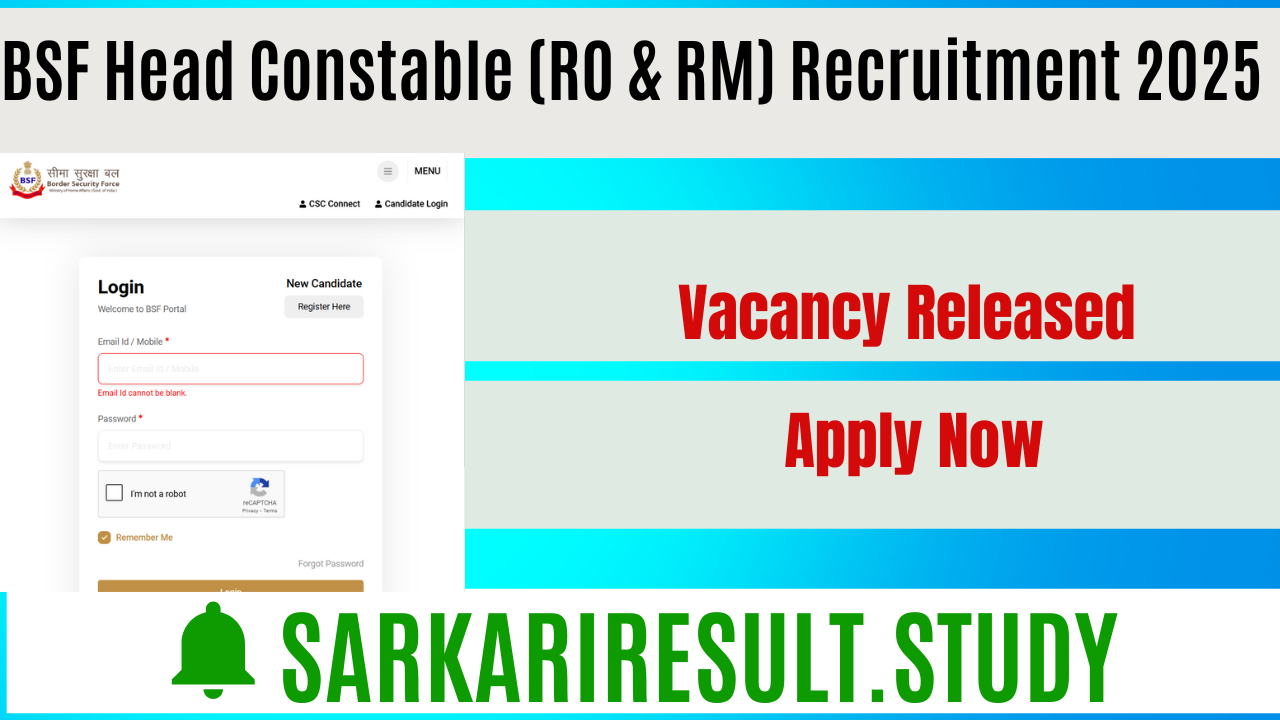 BSF Head Constable (RO & RM) Recruitment 2025