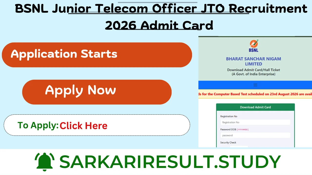  BSNL JTO Recruitment 2026 Admit Card 
