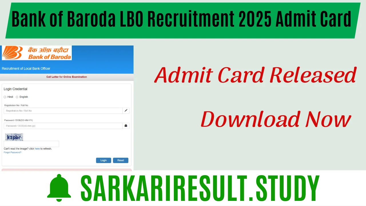 Bank of Baroda LBO Recruitment 2025 Admit Card 