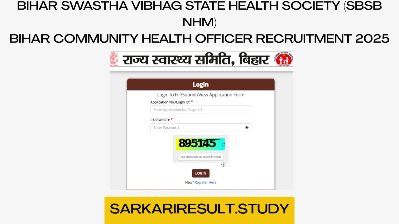 Bihar Community Health Officer CHO Recruitment 2025 Admit Card