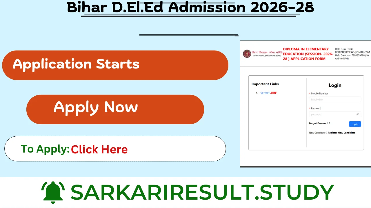 Bihar D.El.Ed Admission 2026-28