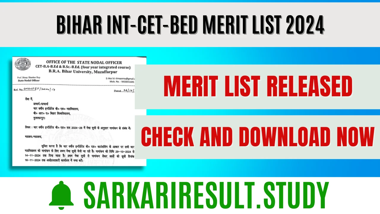 Bihar INT-CET-BED Merit List 2024