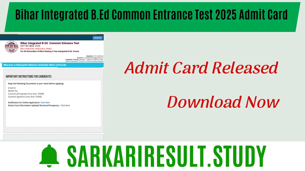 Bihar 4-Year BEd CET 2025 Admit Card 
