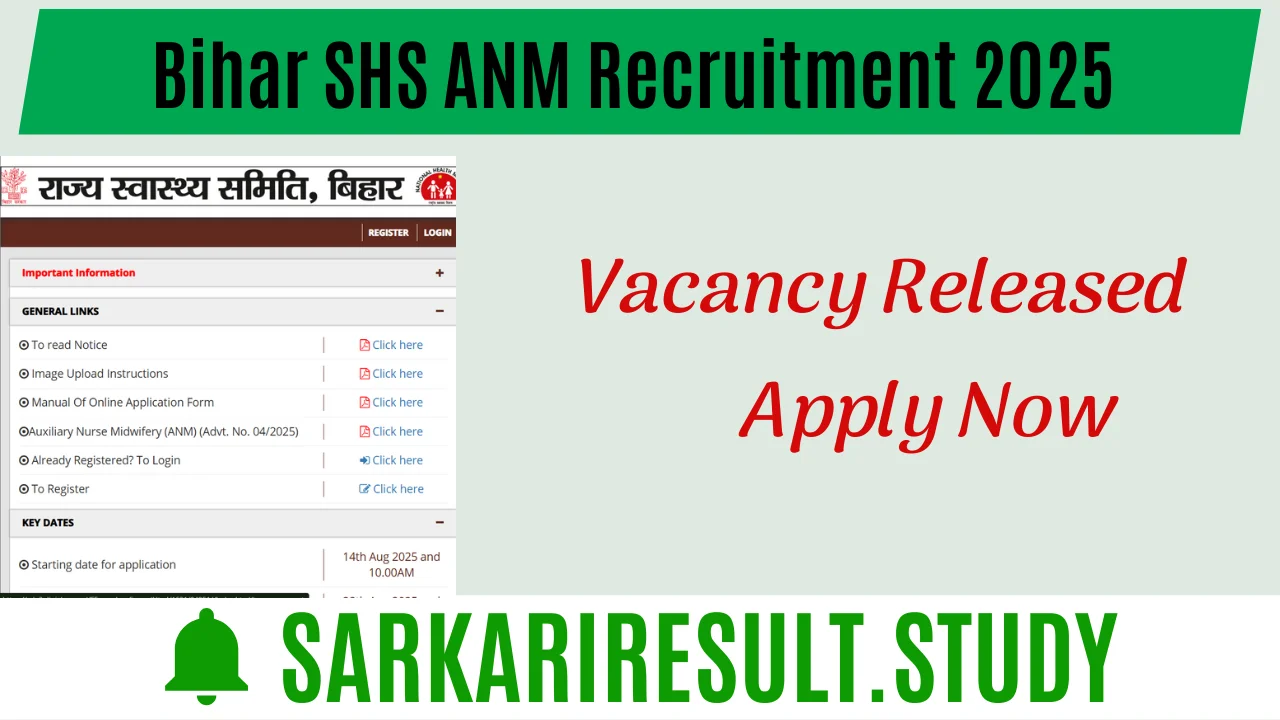 Bihar SHS ANM Recruitment 2025 
