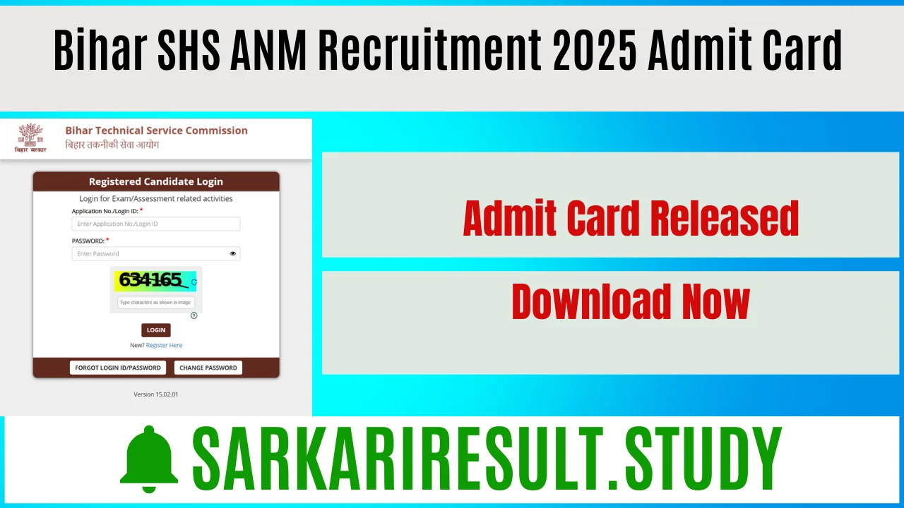 Bihar SHS ANM Recruitment 2025 Admit Card 