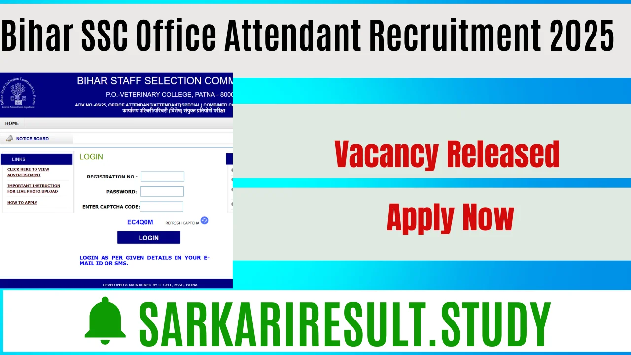BSSC Office Attendant Recruitment 2025