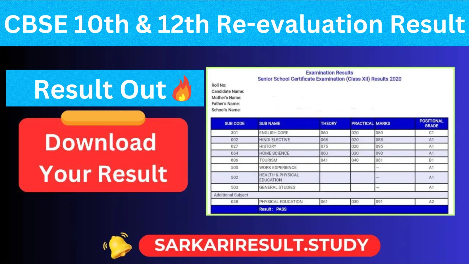 CBSE 10TH & 12TH Re-evaluation Result 2024