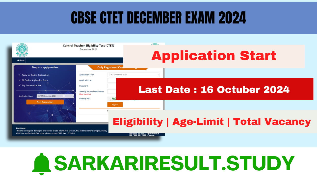 CBSE CTET December Exam 2024