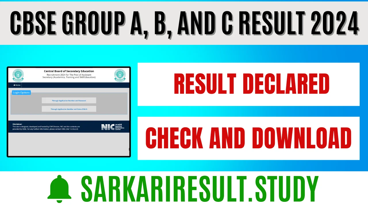 CBSE Group A, B, And C Result 2024