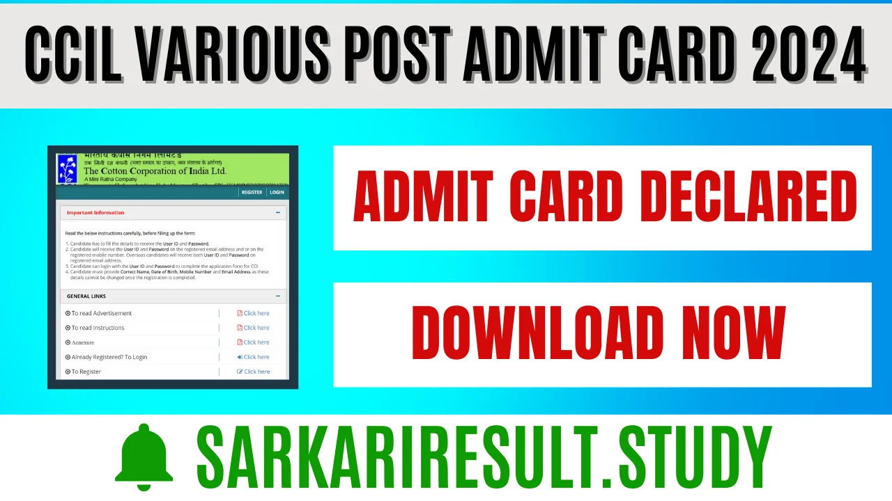 CCIL Various Post Exam Admit Card 2024