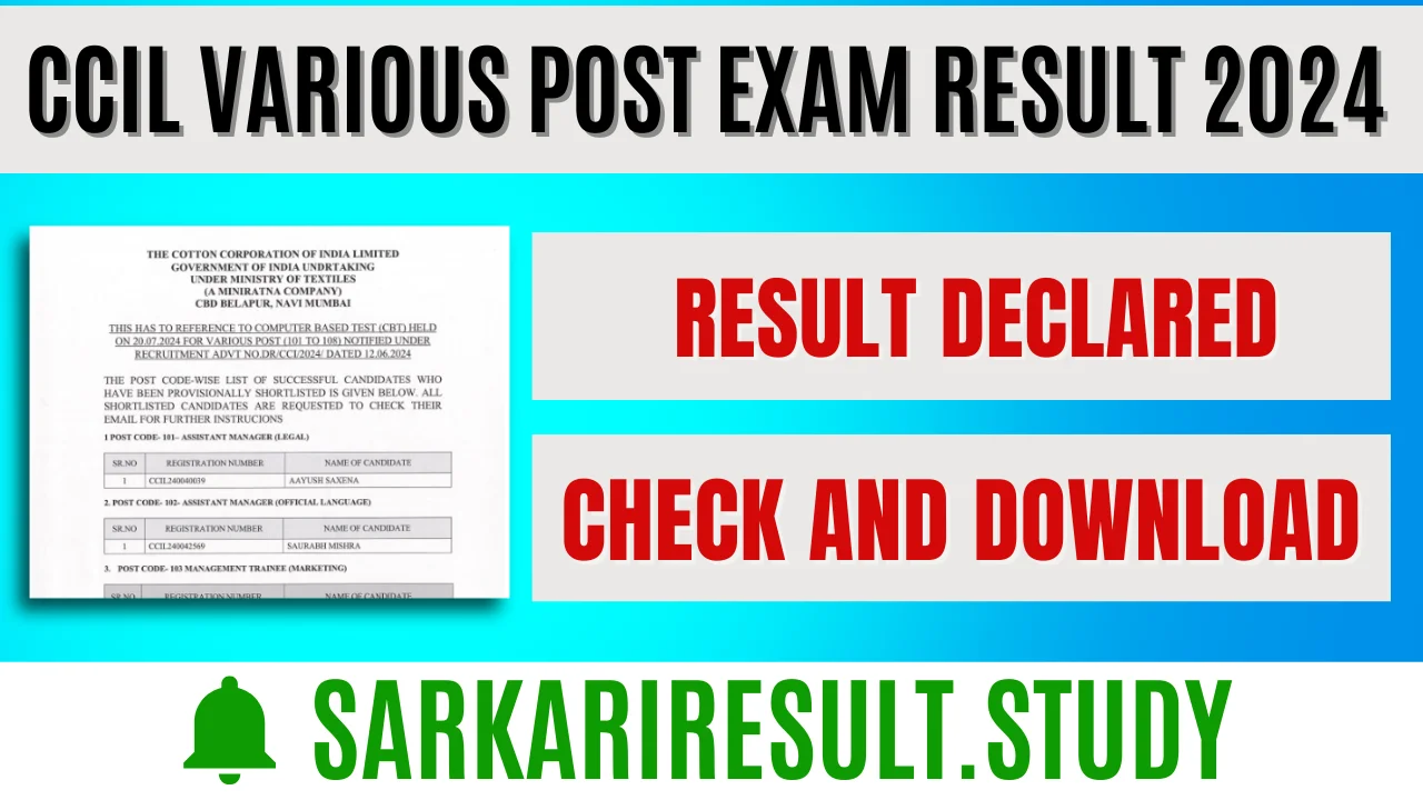 CCIL Various Post Exam Result 2024