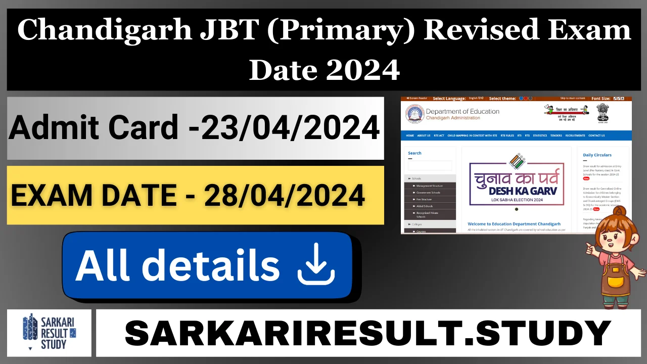 Chandigarh JBT (Primary) Revised Exam Date 2024