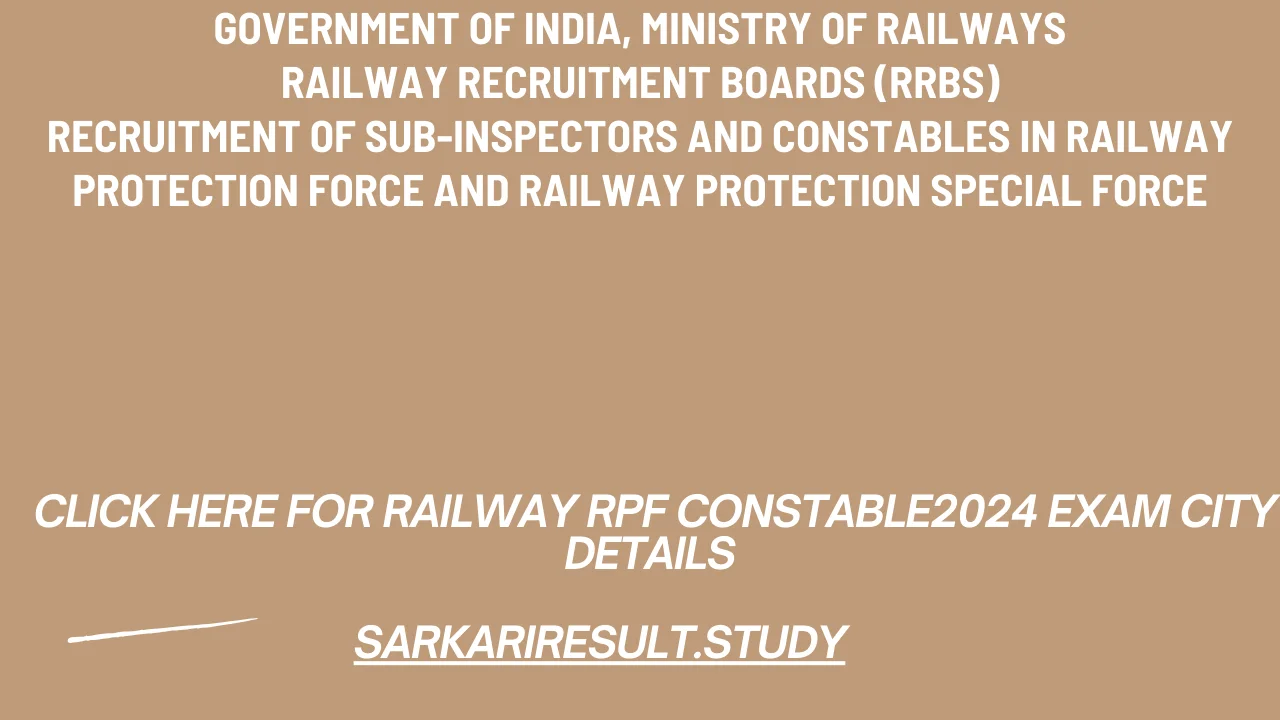 Railway RPF Constable2024 Exam City Details 