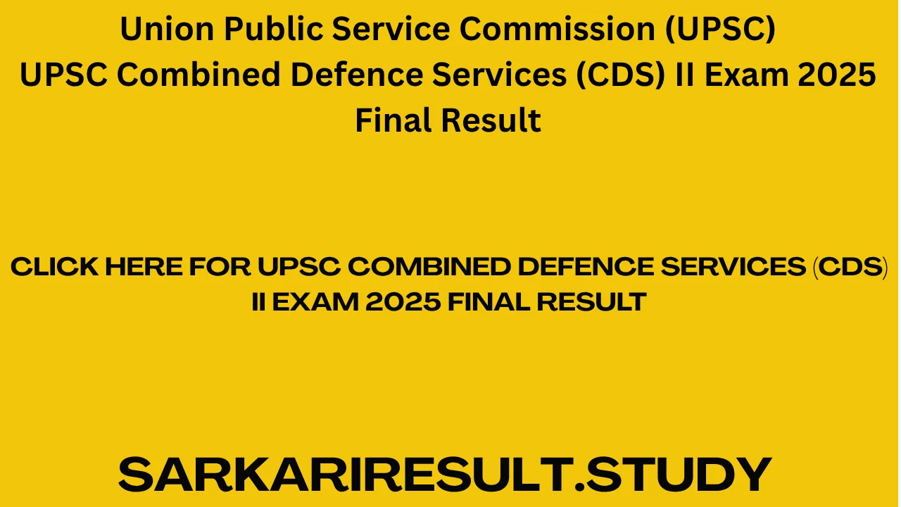 UPSC CDS II Exam 2025 Final Result