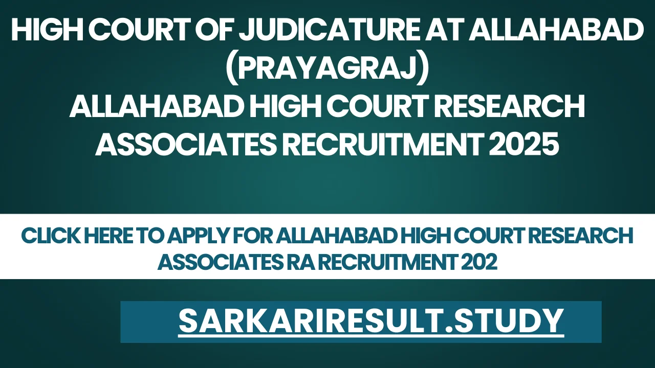 Allahabad High Court Research Associates RA Recruitment 202