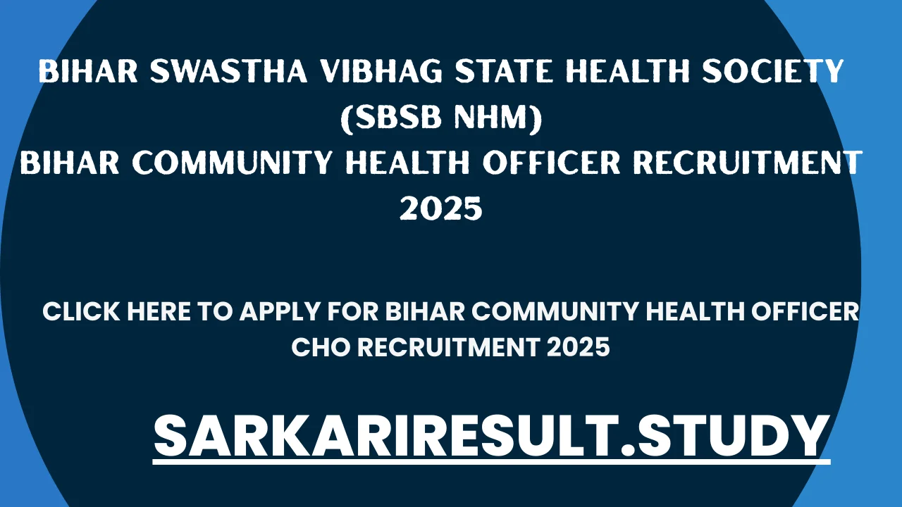 Bihar Community Health Officer CHO Recruitment 2025