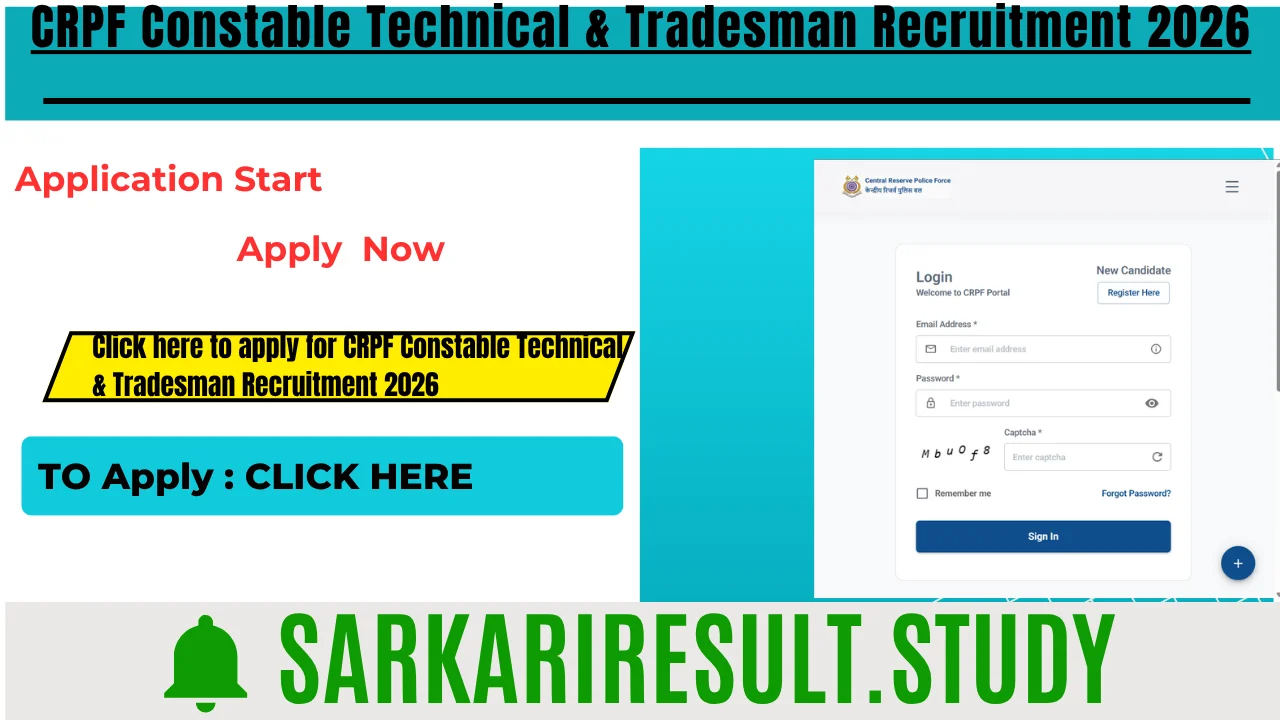 CRPF Constable Technical & Tradesman Recruitment 2026