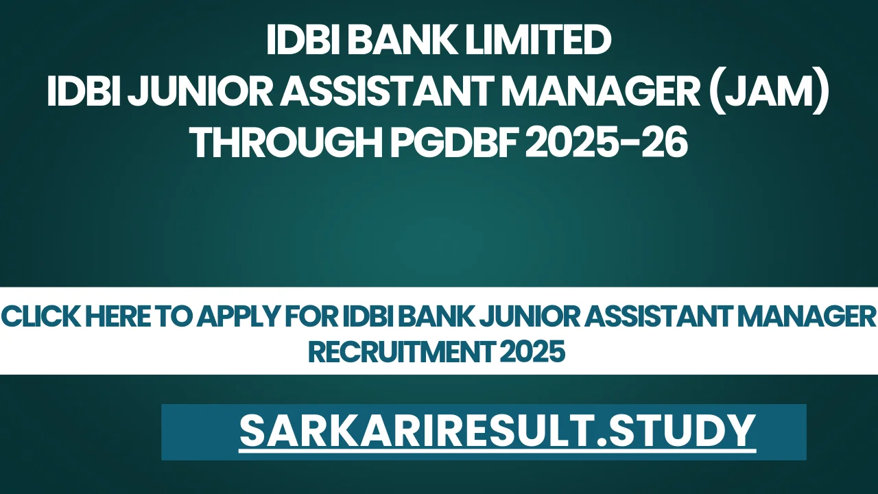 IDBI Bank Junior Assistant Manager Recruitment 2025 