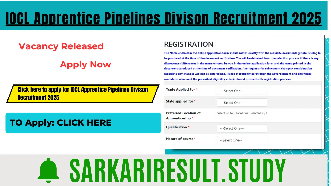 IOCL Apprentice Pipelines Divison Recruitment 2025