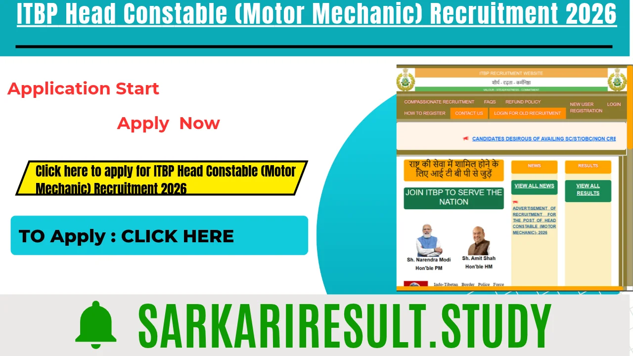 ITBP Head Constable (Motor Mechanic) Recruitment 2026