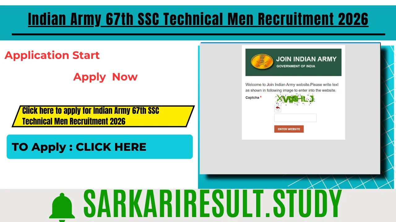 Indian Army 67th SSC Technical Men Recruitment 2026