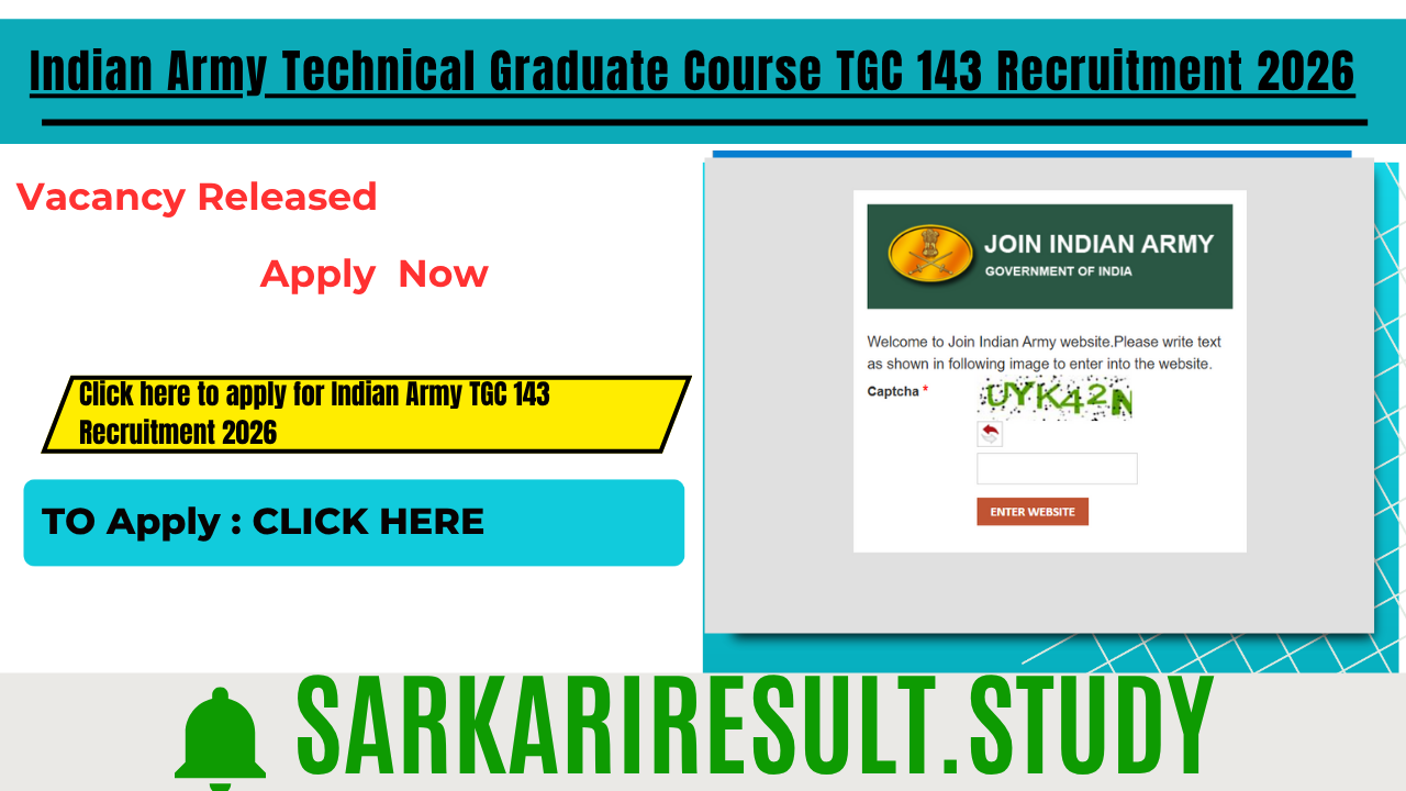 Indian Army TGC 143 Recruitment 2026