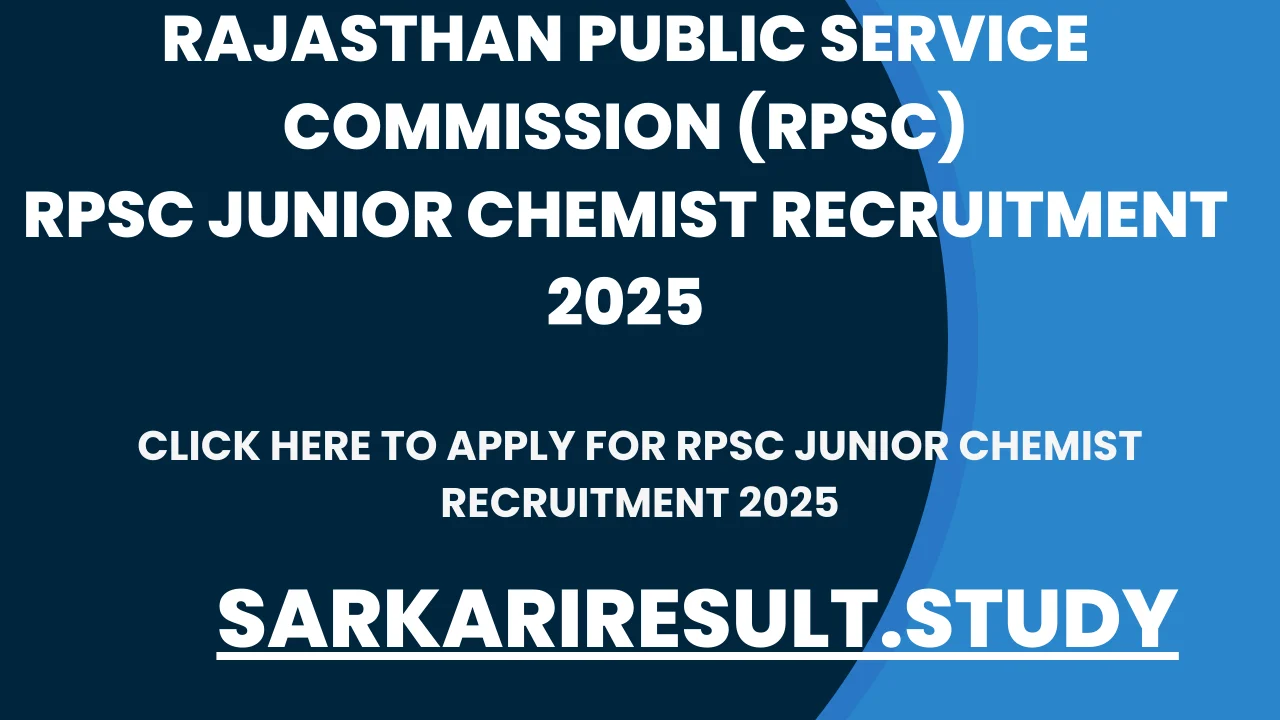 RPSC Junior Chemist Recruitment 2025