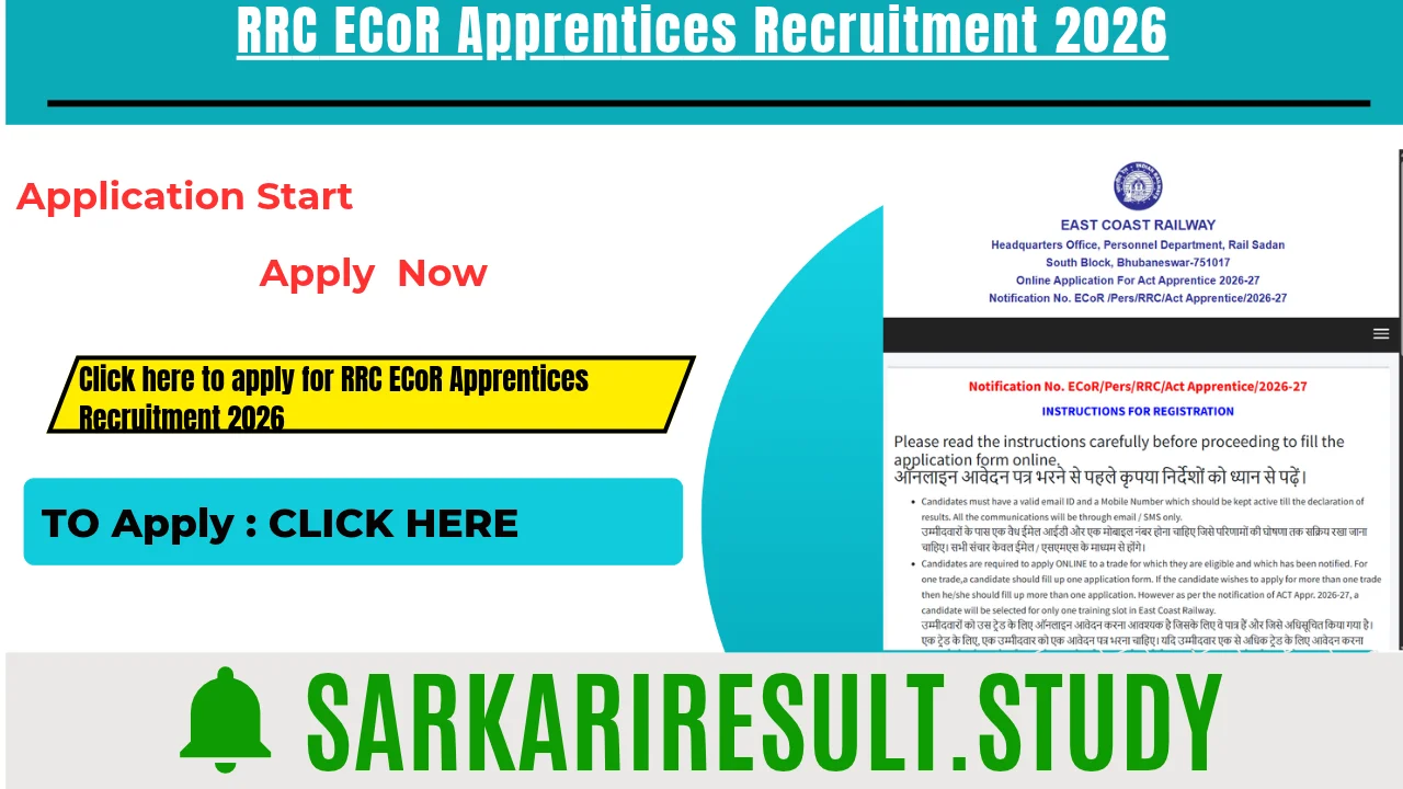 RRC ECoR Apprentices Recruitment 2026