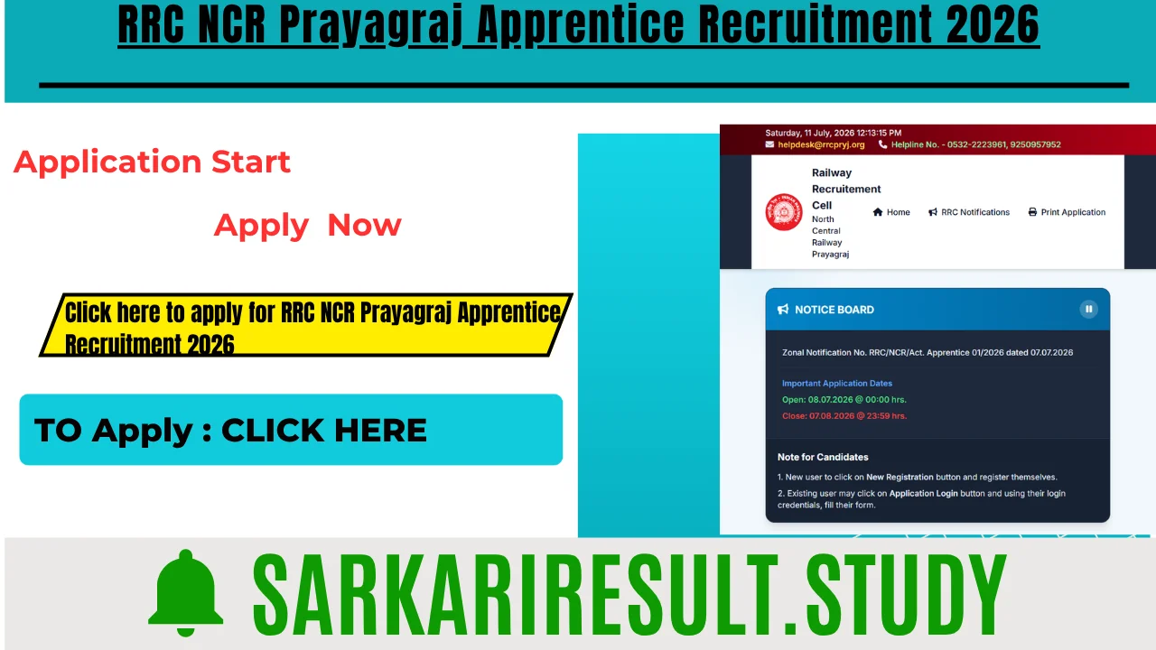 RRC NCR Prayagraj Apprentice Recruitment 2026