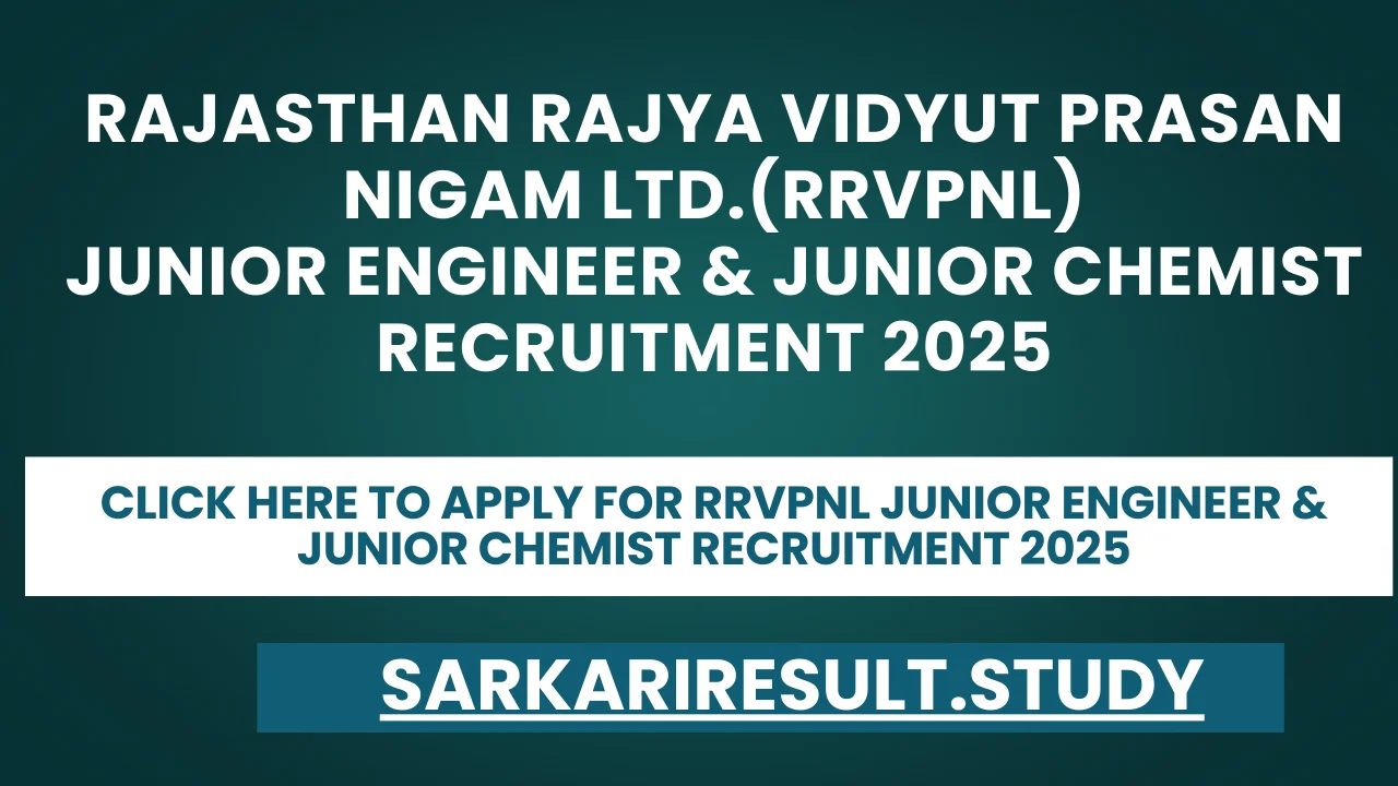 RRVPNL Junior Engineer & Junior Chemist Recruitment 2025