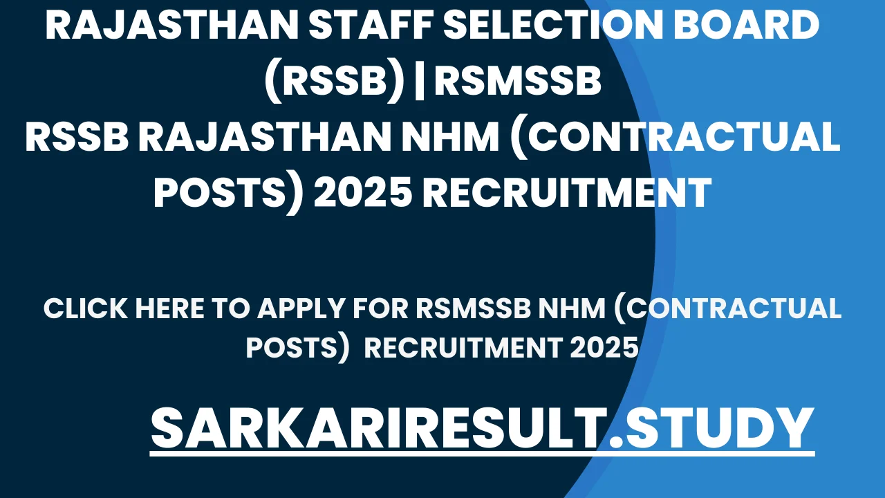 RSMSSB NHM (Contractual Posts)  Recruitment 2025